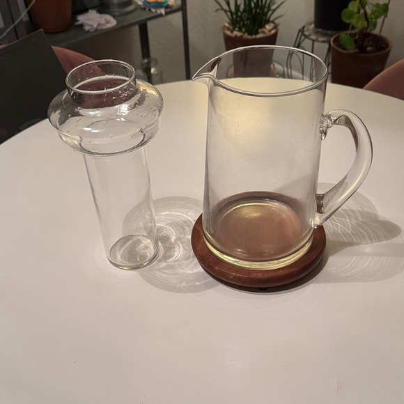 Glass Pitcher with Wooden Base - Picture 2 of 8